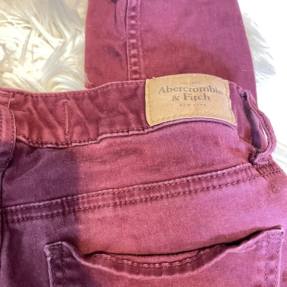 Abercrombie & Fitch Maroon Skinny Jeans Burgundy Low Rise Women's Size 2 / 26 - Picture 8 of 8